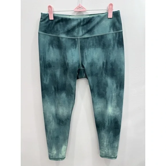Calia Green Tie Dye Leggings High Rise Ankle Length Stretch Activewear Size L - Picture 1 of 8